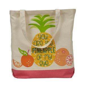 Summer Canvas Market Shopping Tote Beach Bag 15"x15.5" Pineapple of My Eye